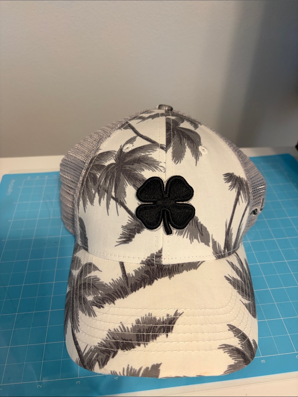 Black Clover Live Lucky Palm Print Trucker Cap with Shamrock Patch